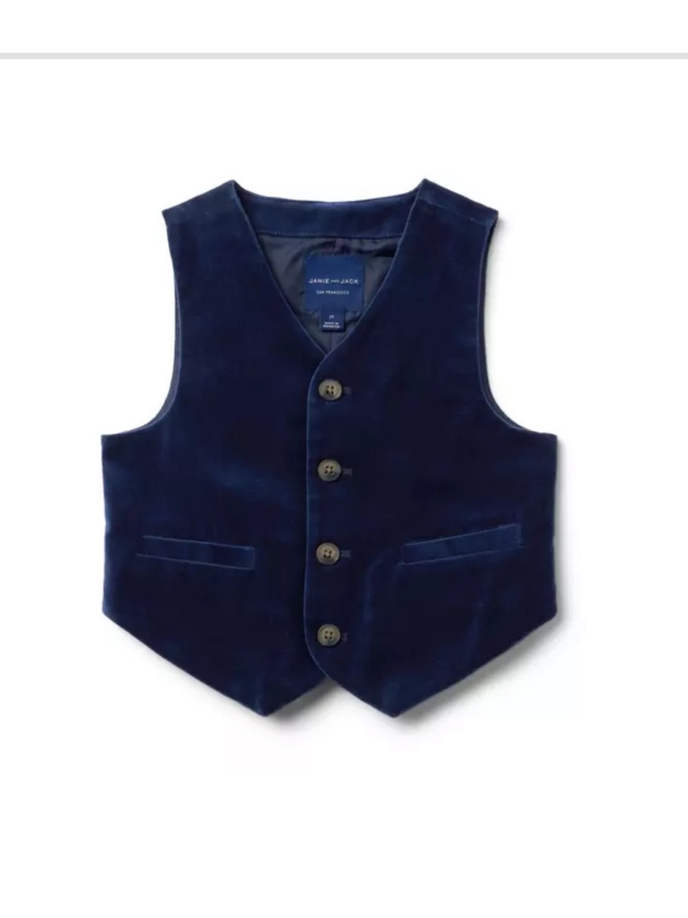 Janie and Jack Navy Velvet Boys Vest